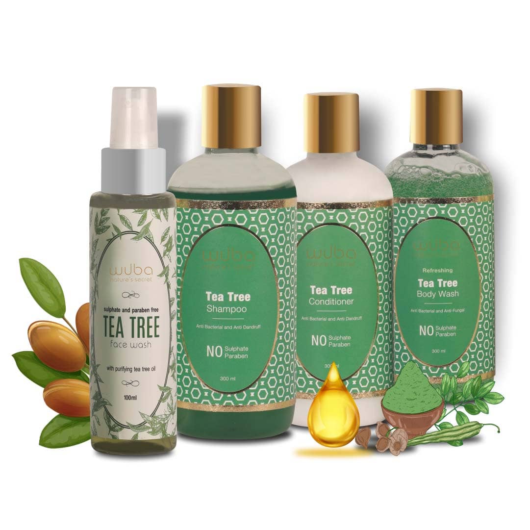 Tea Tree Shampoo (300ml) , Conditioner (300ml), Body Wash(300ml) and Face Wash(100ml)