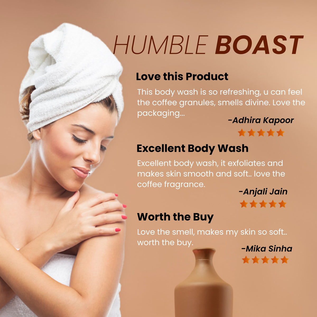 Coffee Body Wash to Exfoliate Skin, Tan Removal, Smooth Skin - 300ml