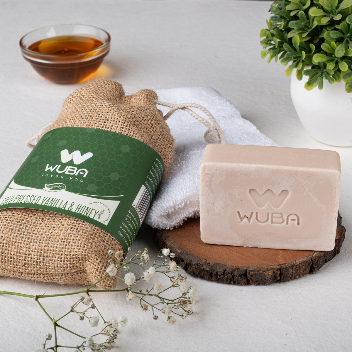 Wuba's Basil and Vanilla Honey Soap (Combo of 2)