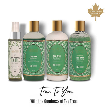 Tea Tree Shampoo (300ml) , Conditioner (300ml), Body Wash(300ml) and Face Wash(100ml)
